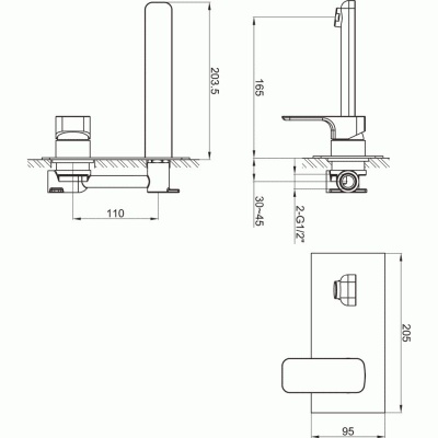 Flite Wall Mounted Basin Mixer - Chrome